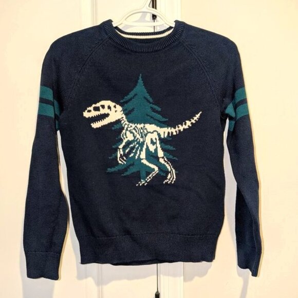 NEW GAP Kids Long sleeve Crew Neck Pullover Dinosaur Bone Christmas Tree Sweater - Picture 1 of 2